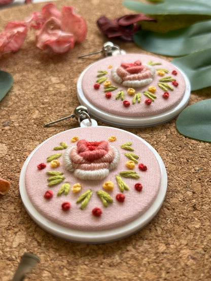 Blushing Dreams - Pink rose Drop Earrings