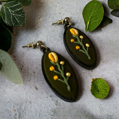 Bloom Drops - Green long drop Earrings