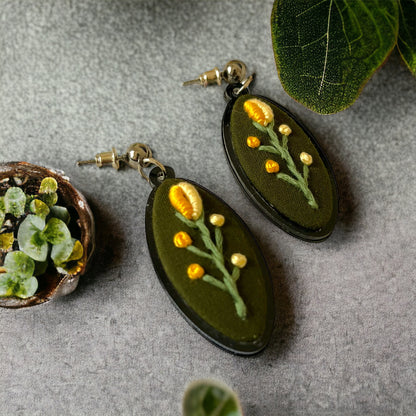 Bloom Drops - Green long drop Earrings