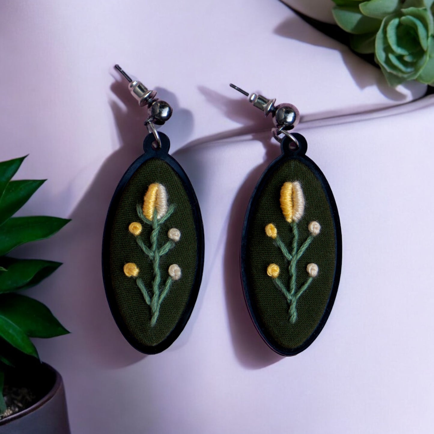 Bloom Drops - Green long drop Earrings